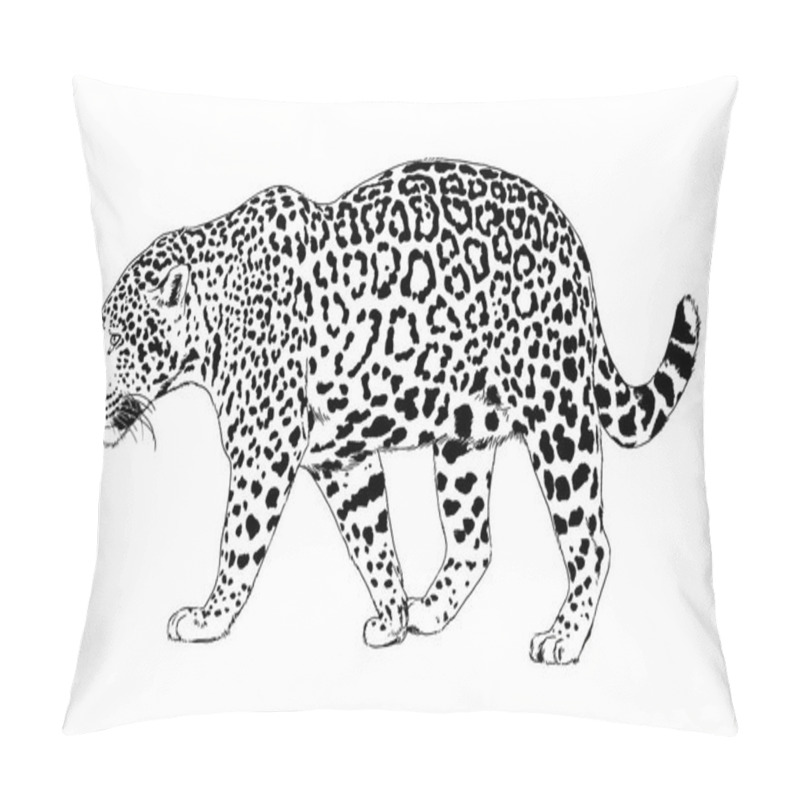 Personality  Snarling Face Of A Leopard Painted By Hand On A White Background Tattoo Pillow Covers