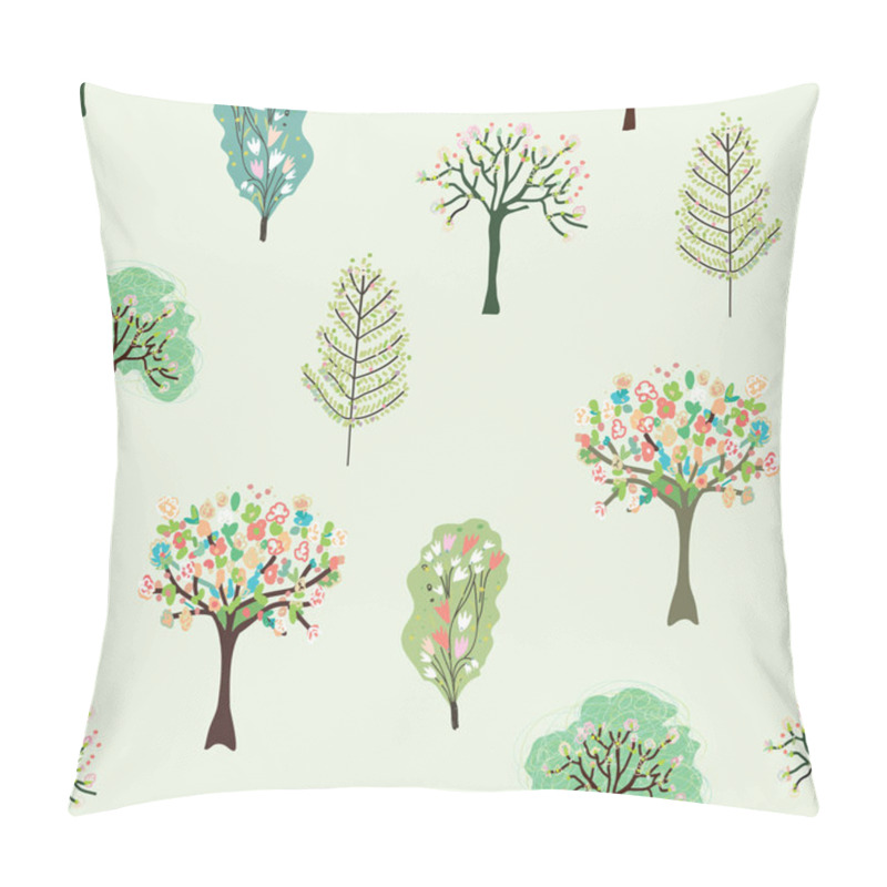 Personality  Seamless Pattern With Blossom Trees For Spring Pillow Covers