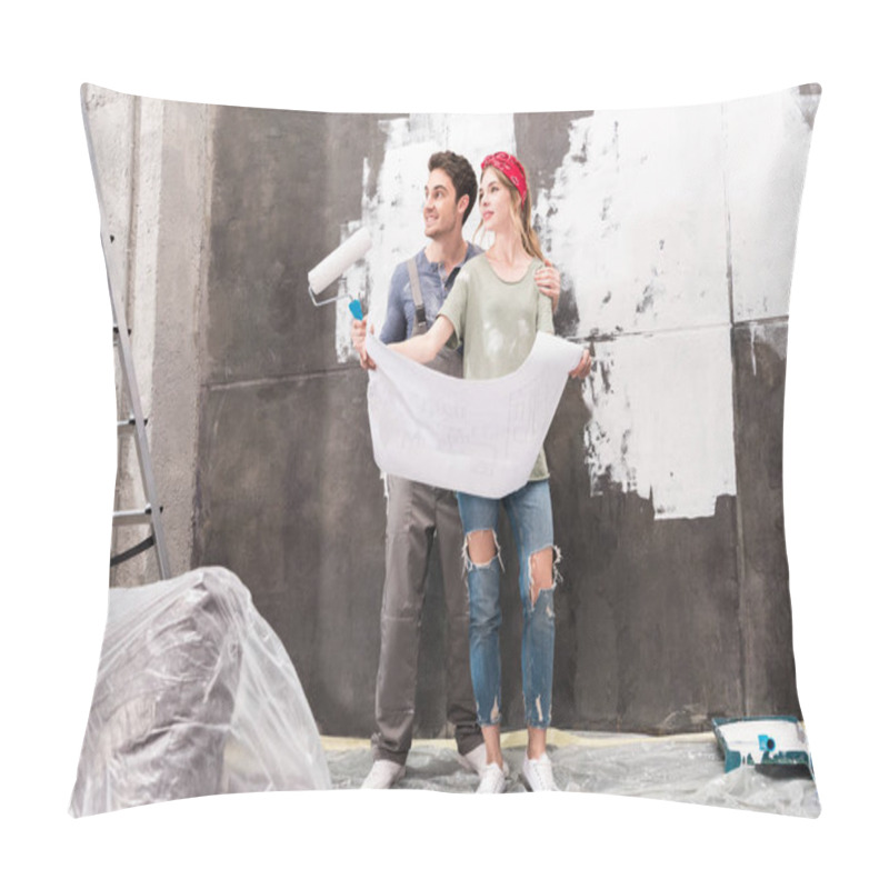 Personality  Couple With Schemes And Paint Roller Pillow Covers