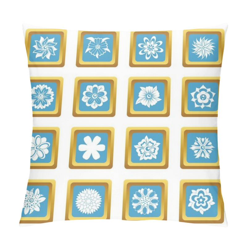 Personality  Different Flowers Icons Azure Pillow Covers