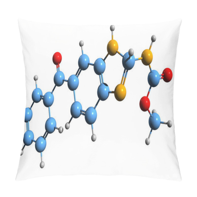 Personality  3D Image Of Mebendazole Skeletal Formula - Molecular Chemical Structure Of Antihelminthic Agent MBZ Isolated On White Background Pillow Covers