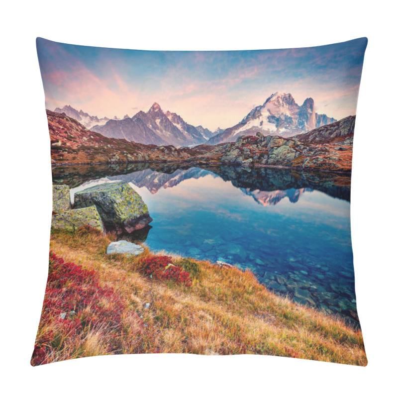 Personality  Impressive Sunset In Vallon De Berard Nature Preserve, Graian Alps, France, Europe. Amazing Autumn View Of Cheserys Lake/Lac De Cheserys, Chamonix Location. Beauty Of Nature Concept Background Pillow Covers