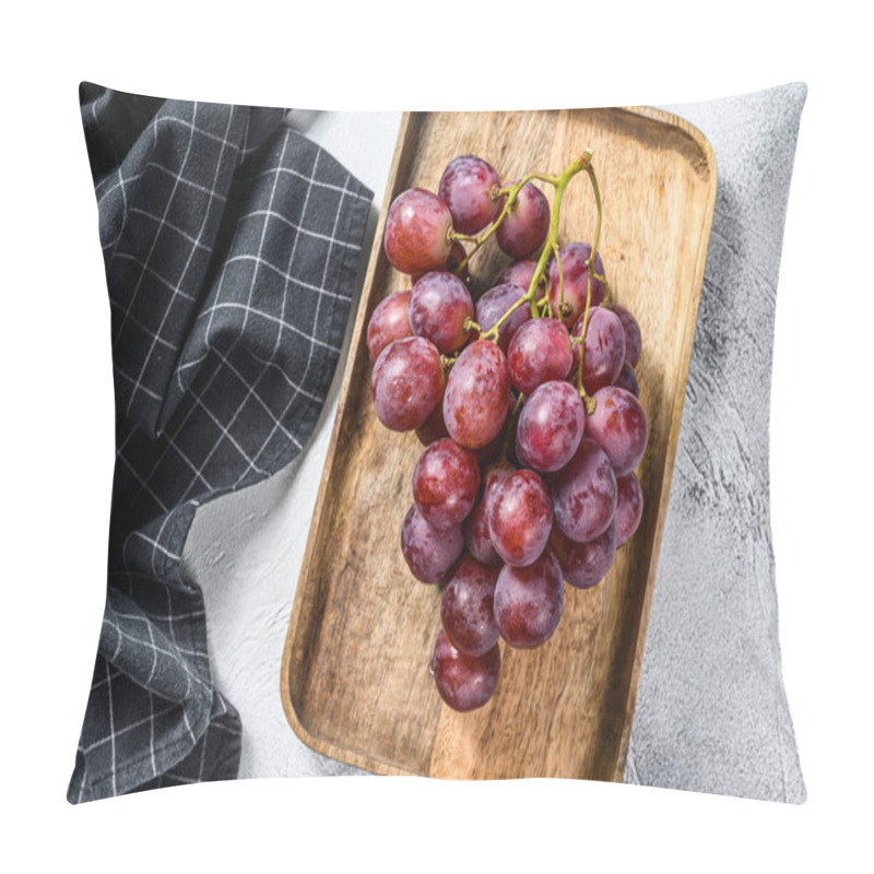 Personality  Ripe Red Grape. Pink Bunch Of Ripe Grape. White Background. Top View. Pillow Covers