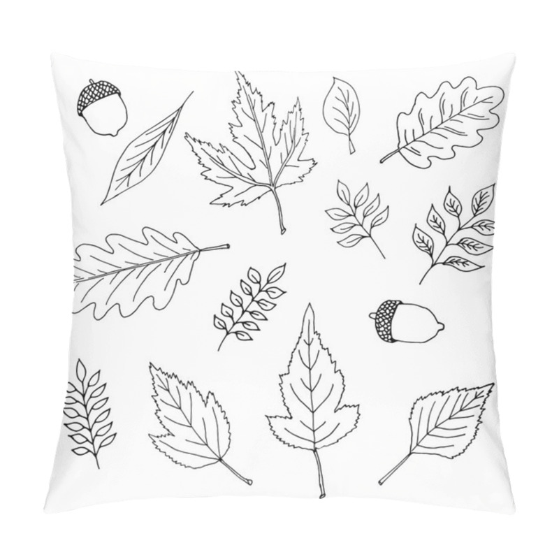 Personality  Hand-drawn Leaves Doodles Set Pillow Covers