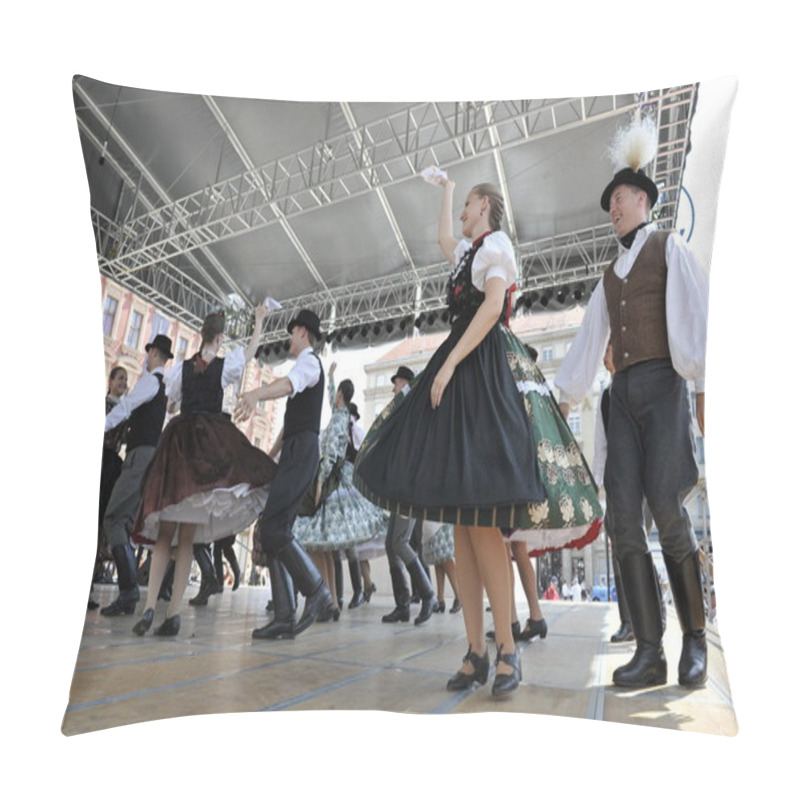 Personality  Members Of Folk Groups Nograd From Salgotarjan, Hungary During The 48th International Folklore Festival In Center Of Zagreb, Croatia On July 19, 2014 Pillow Covers