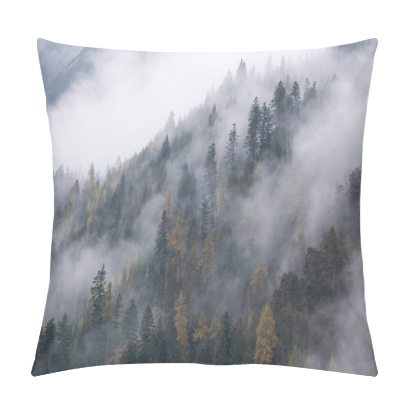 Personality  Mystic Cloudy And Foggy Autumn Alpine Mountain Slopes Scene. Austrian Lienzer Dolomiten Alps. Peaceful Picturesque Traveling, Seasonal, Nature And Countryside Beauty Concept Scene. Pillow Covers