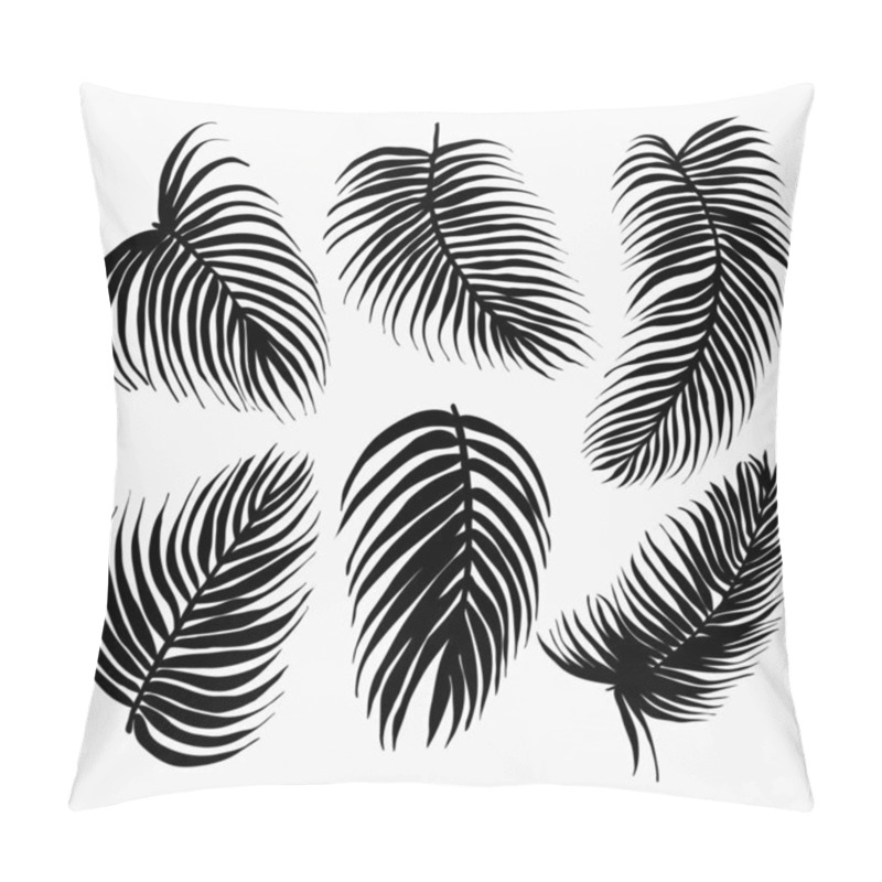 Personality  Vector Set Of Black Silhouettes Of Tropical Leaves Palm Tree.  Pillow Covers