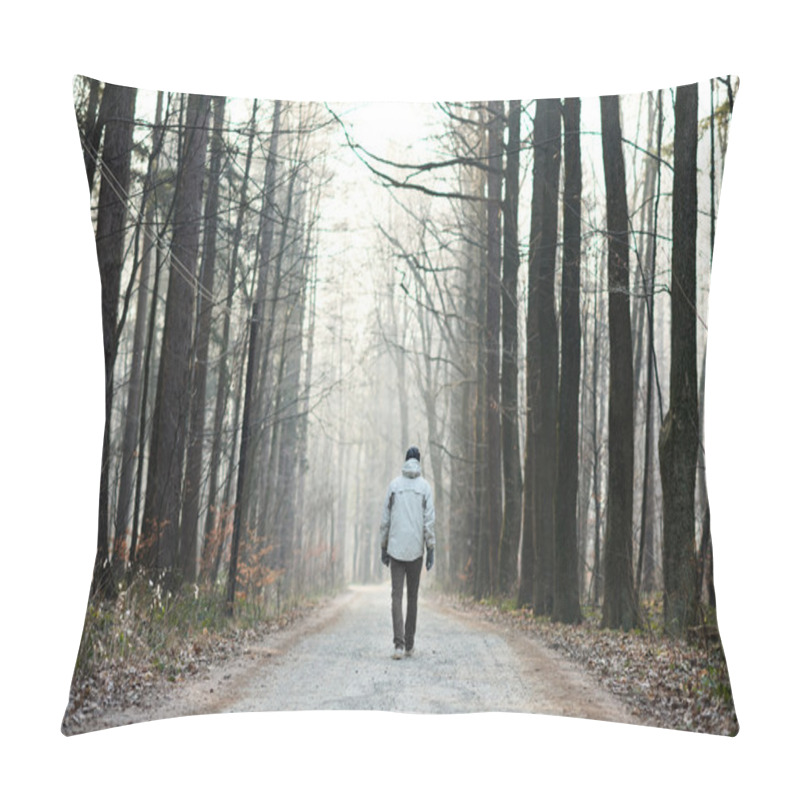 Personality  Man Walking Away Down Road Pillow Covers