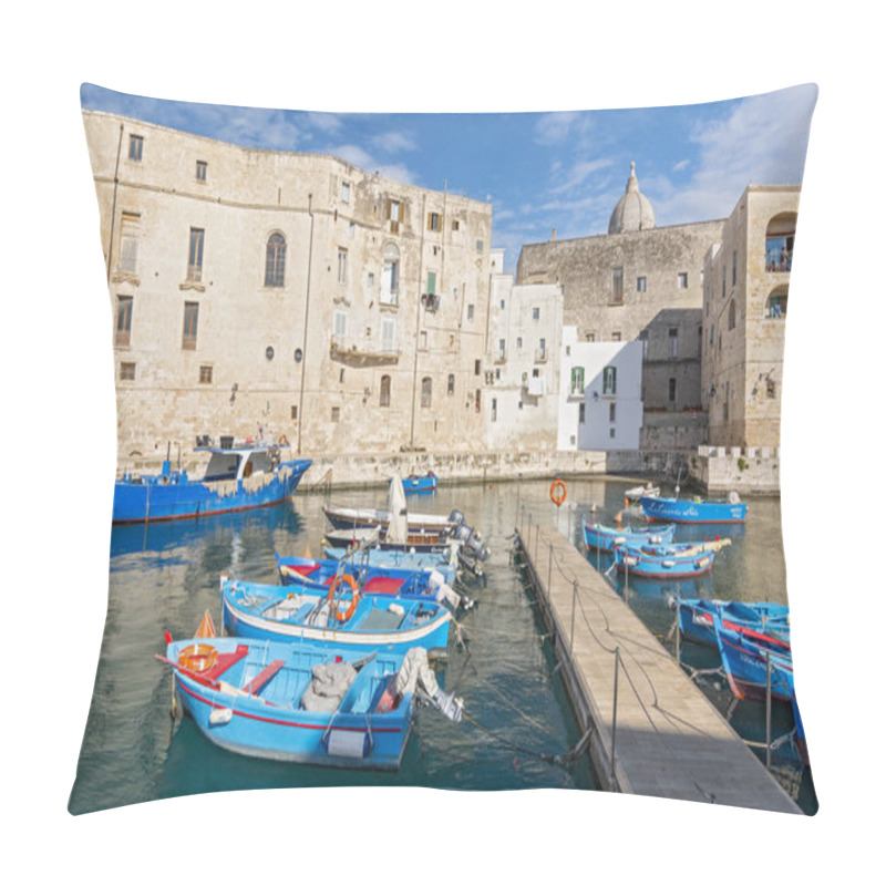 Personality  View Of Monopoli Harbor With Fishing Boats, Apulia, Italy. Pillow Covers