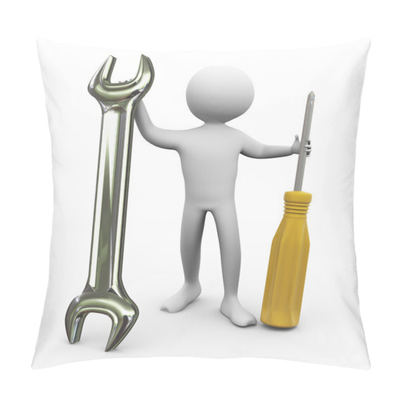 Personality  3d Man With Repairing Tools Pillow Covers