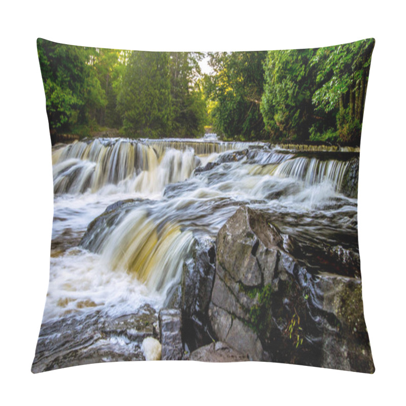 Personality  Upper Bond Falls In The Upper Peninsula Of Michigan. Beautiful Bond Falls Is A Michigan State Scenic Site With Several Waterfalls On The Ontonagon River.  Pillow Covers