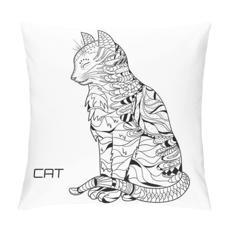 Personality  Cat. Design Zentangle.  Pillow Covers