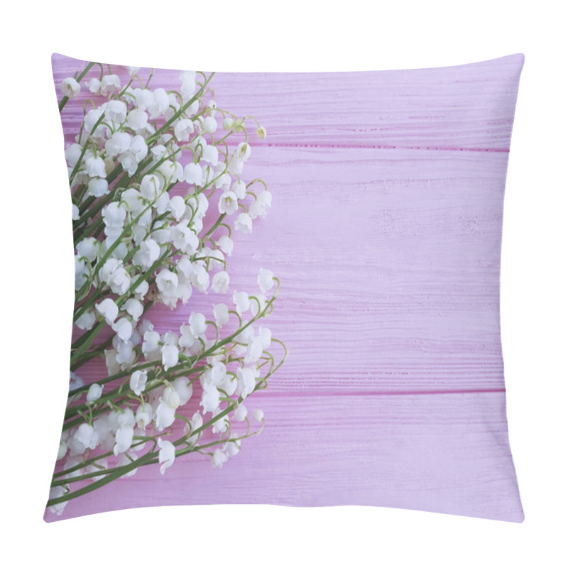 Personality  Lilies Of The Valley On Pink Wooden Spring Flowers Pillow Covers