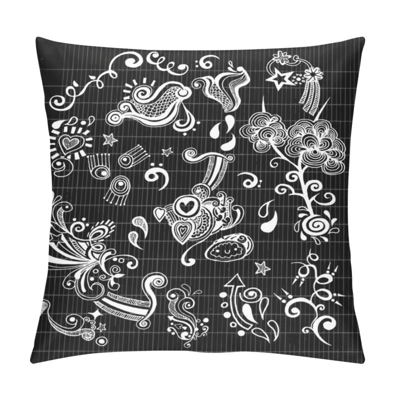 Personality  Swirls and Curls vector doodle elements pillow covers