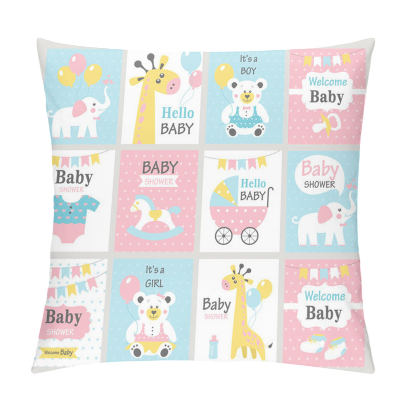 Personality  Set Of Baby Shower Cards. Pillow Covers