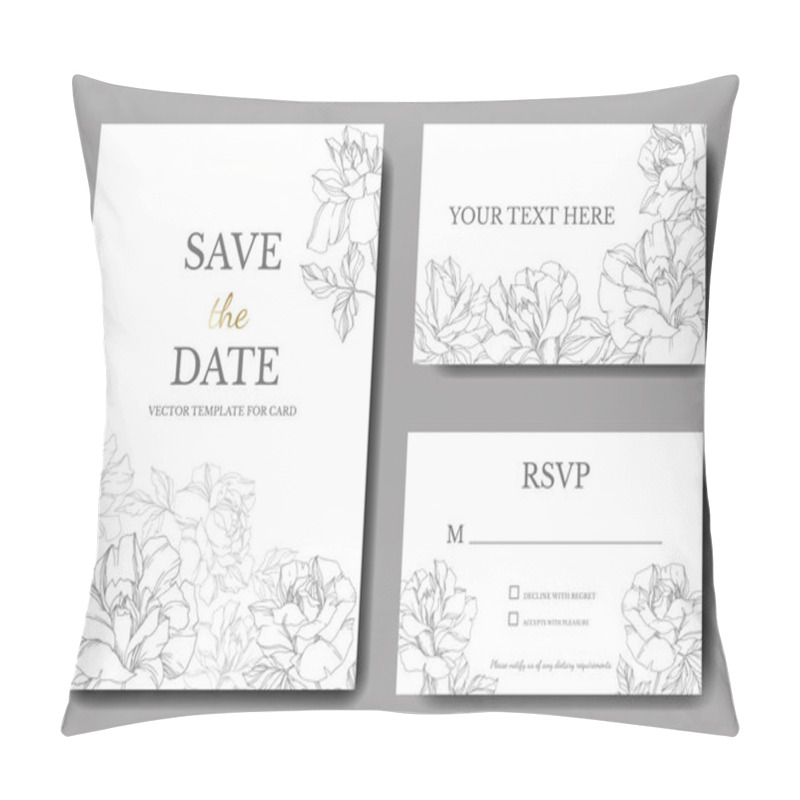 Personality  Vector Roses Flowers. Engraved Ink Art. Wedding Background Cards. Elegant Cards Illustration Graphic Set. Pillow Covers