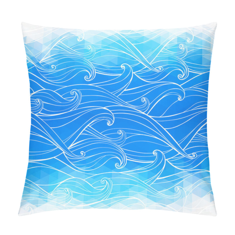 Personality  Abstract Triangular Background With Hand-drawn Waves Pillow Covers