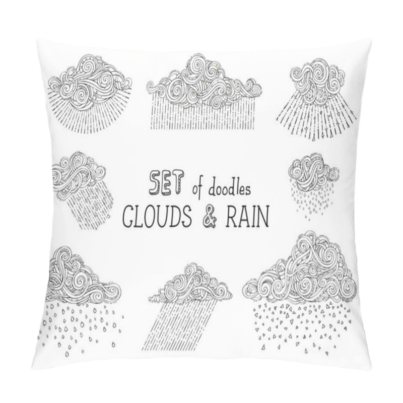 Personality  Set Of Clouds And Rain Drops. Pillow Covers