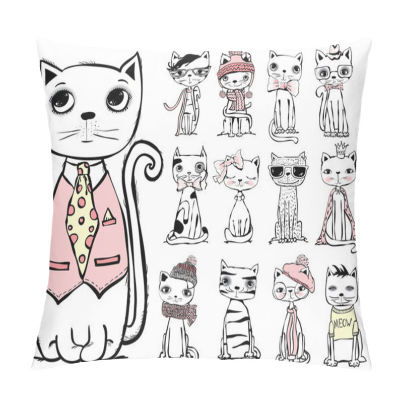 Personality  Set Of Stylish Hipster Cats Pillow Covers