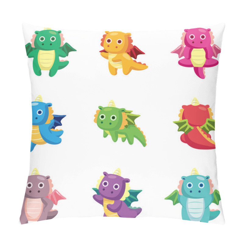 Personality  Cartoon Fat Fire Dragon Icon Set Pillow Covers