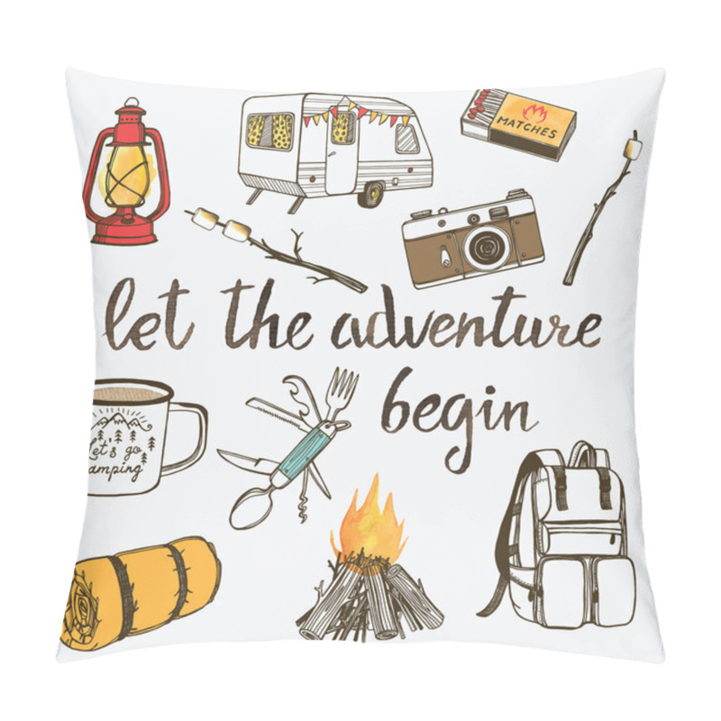 Personality  Hand Drawn Camping Set Pillow Covers