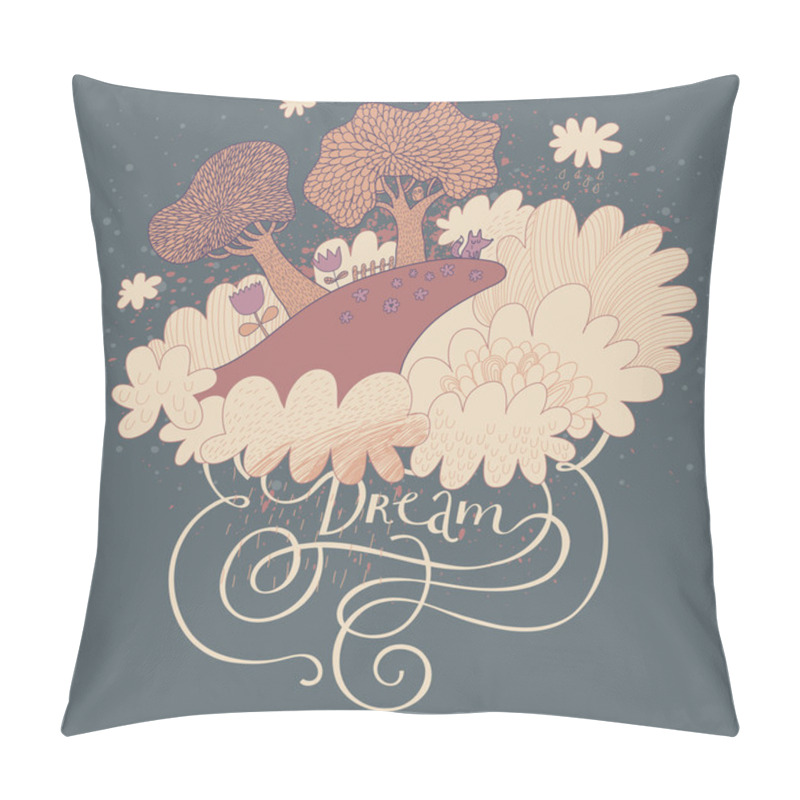 Personality  Cute Vector Background With Mountain In The Clouds. Pillow Covers