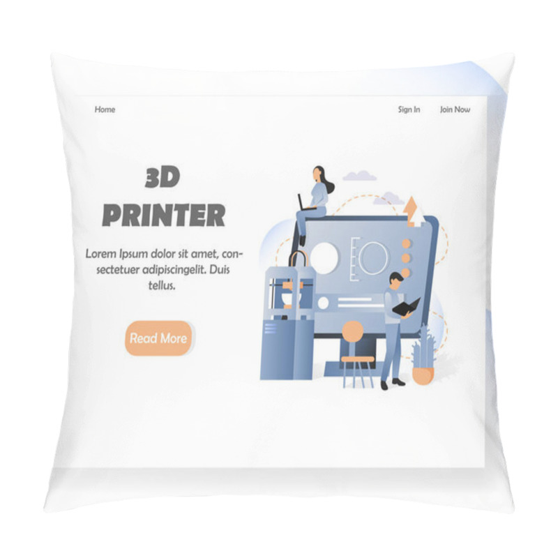 Personality  3D Printer Vector Website Landing Page Design Template Pillow Covers