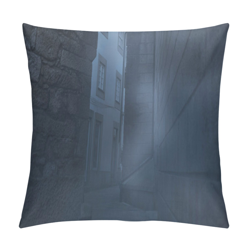 Personality  Foggy Narrow Street From Ponte De Lima Medieval City At Dusk, Portugal. Pillow Covers