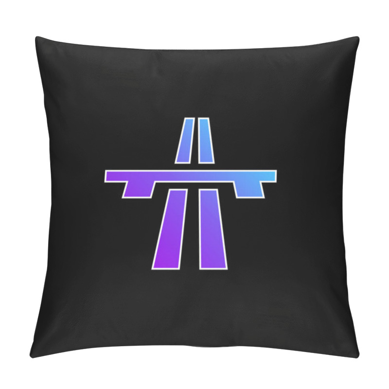 Personality  Bridge On Avenue Perspective Blue Gradient Vector Icon Pillow Covers