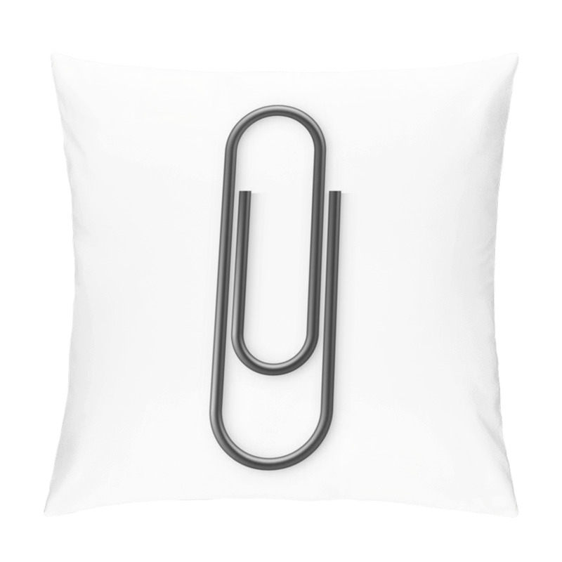 Personality  Black Paperclip Icon. Realistic Paper Clip Attachment With Shadow. Attach File Business Document. Vector Illustration Isolated On White Background Pillow Covers