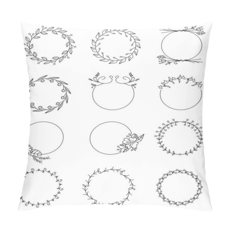 Personality  Hand Drawn Floral Round Frames Se Pillow Covers