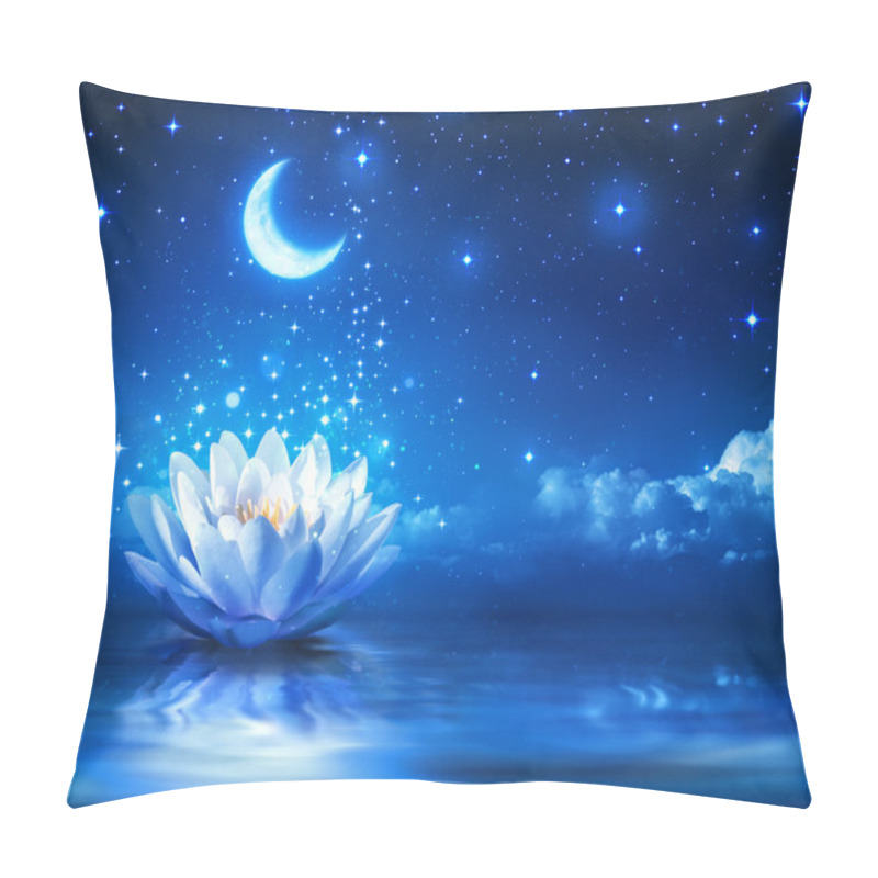 Personality  Waterlily And Moon In Starry Night - Magic Background Pillow Covers