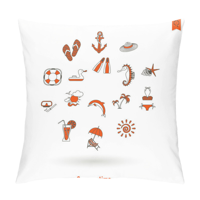 Personality  Summer And Beach Simple Flat Icons Pillow Covers