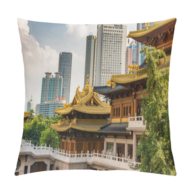 Personality  Shanghai / China - July 28, 2015: Historic Buddhist Temple Complex Of Jingan Temple On The West Nanjing Road In Downtown Shanghai, China Pillow Covers