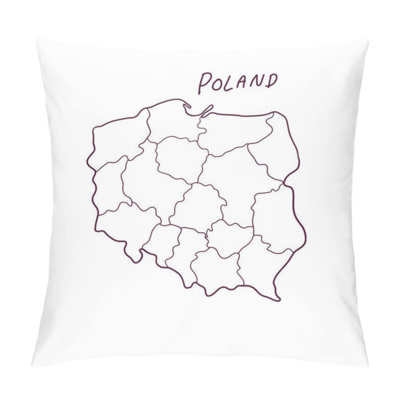 Personality  Hand Drawn Doodle Map Of Poland. Vector Illustration Pillow Covers