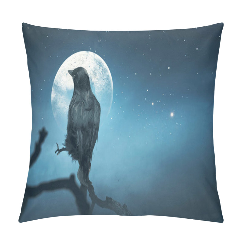 Personality  Crow With Full Moon On The Night Pillow Covers