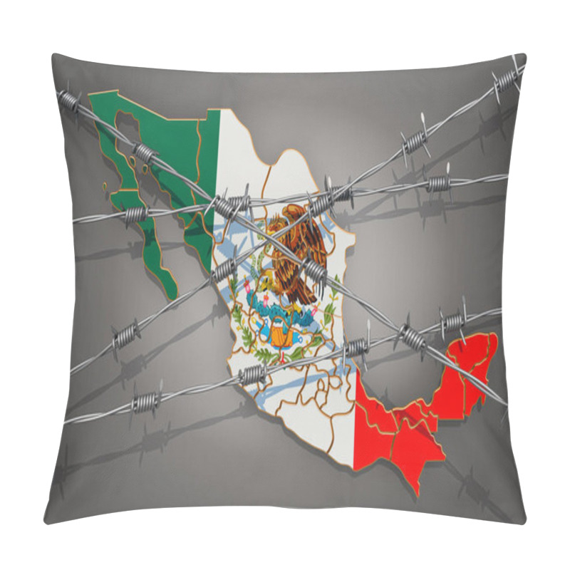 Personality  Map Of Mexico With Barbed Wire, 3D Rendering Pillow Covers