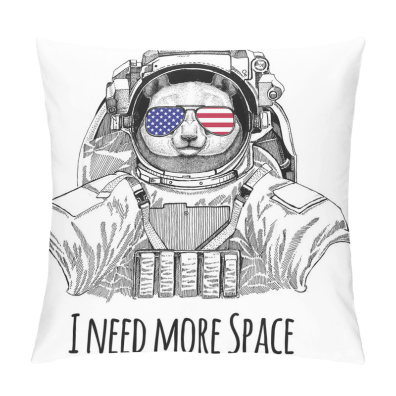 Personality  Usa Flag Glasses American Flag United States Flag Panda Bear, Bamboo Bear Wearing Space Suit Wild Animal Astronaut Spaceman Galaxy Exploration Hand Drawn Illustration For T-shirt Pillow Covers