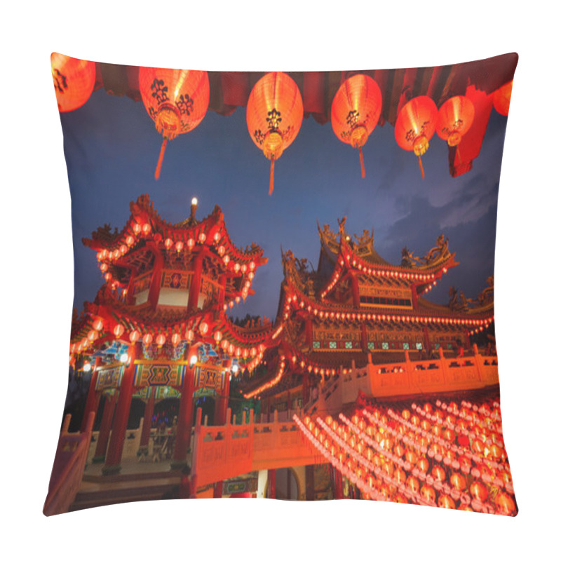 Personality  Thean Hou Temple In Kuala Lumpur At Night During Chinese New Year Pillow Covers