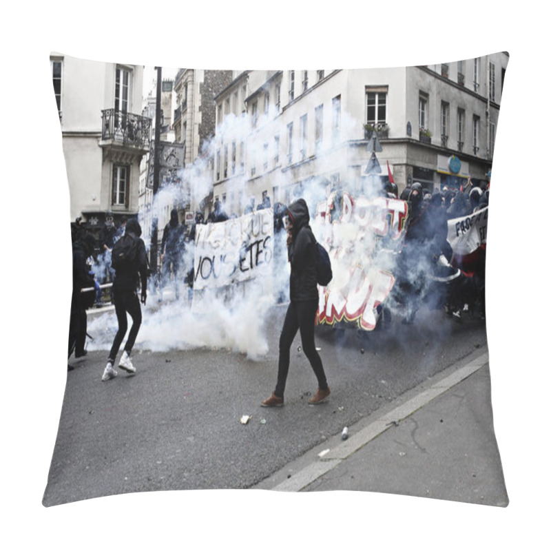 Personality  Paris, Feance June 4,2016.Antifascists Clashed With Riot Police During March In The 3rd Anniversary Of The Death Of Young Far-left Activist Clement Meric Who Died In A Fight With Skinheads In Paris. Pillow Covers