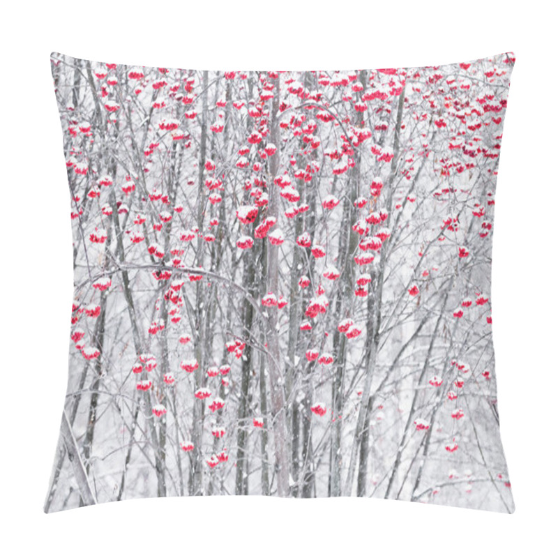 Personality  Berries Of Mountain Ash In A Winter Park. Pillow Covers