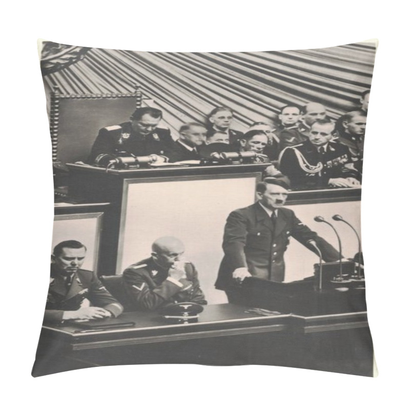 Personality  BERLIN, GERMANY - SEPTEMBER 1, 1939: Address By Adolf Hitler, Chancellor Of The Reich, Before The Reichstag, September 1, 1939 Pillow Covers