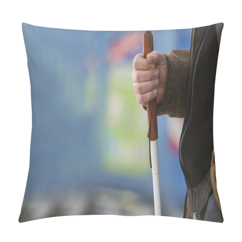 Personality  Close Up In Blind Man's Hands Holding A Stick Pillow Covers