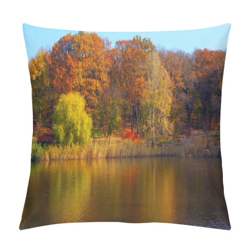 Personality  Autumn Park And Lake . Fall Nature Reflection In Lake Water  Pillow Covers