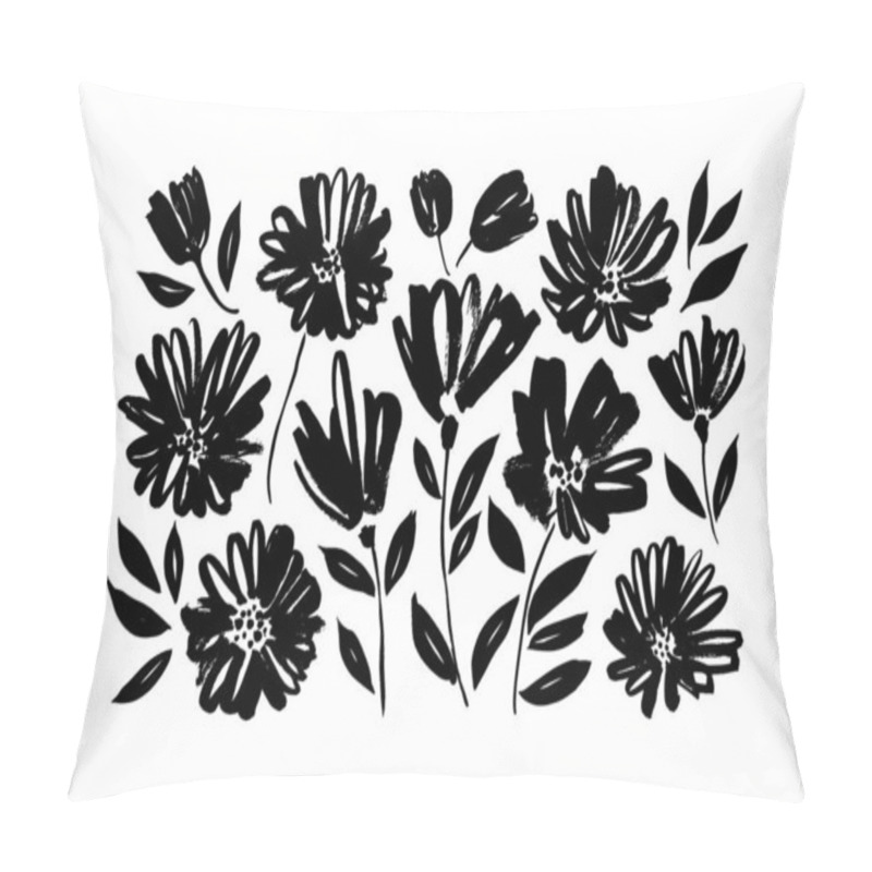 Personality  Spring Flowers Hand Drawn Vector Set. Pillow Covers