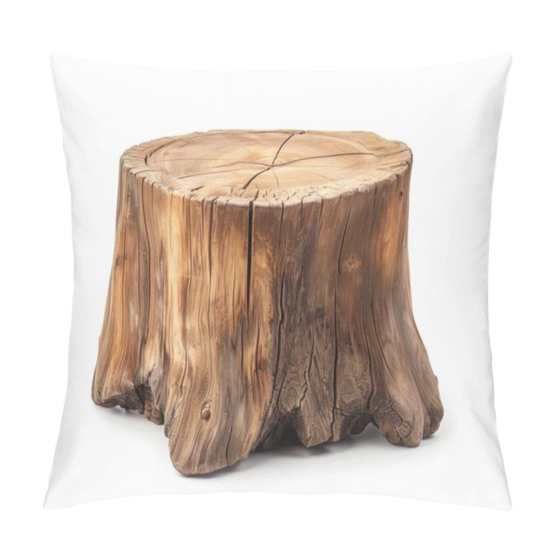 Personality  Natural Wooden Stump Table Showcasing Intricate Grain Patterns And A Rustic Charm. Pillow Covers