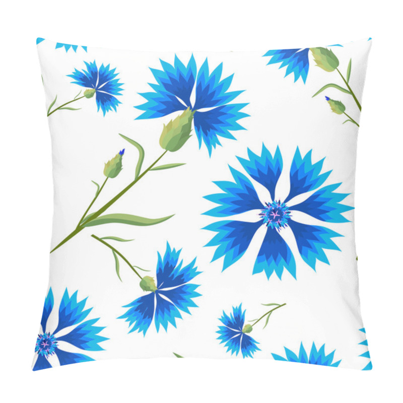 Personality  Summer Seamless Pattern With Blue Cornflowers Pillow Covers