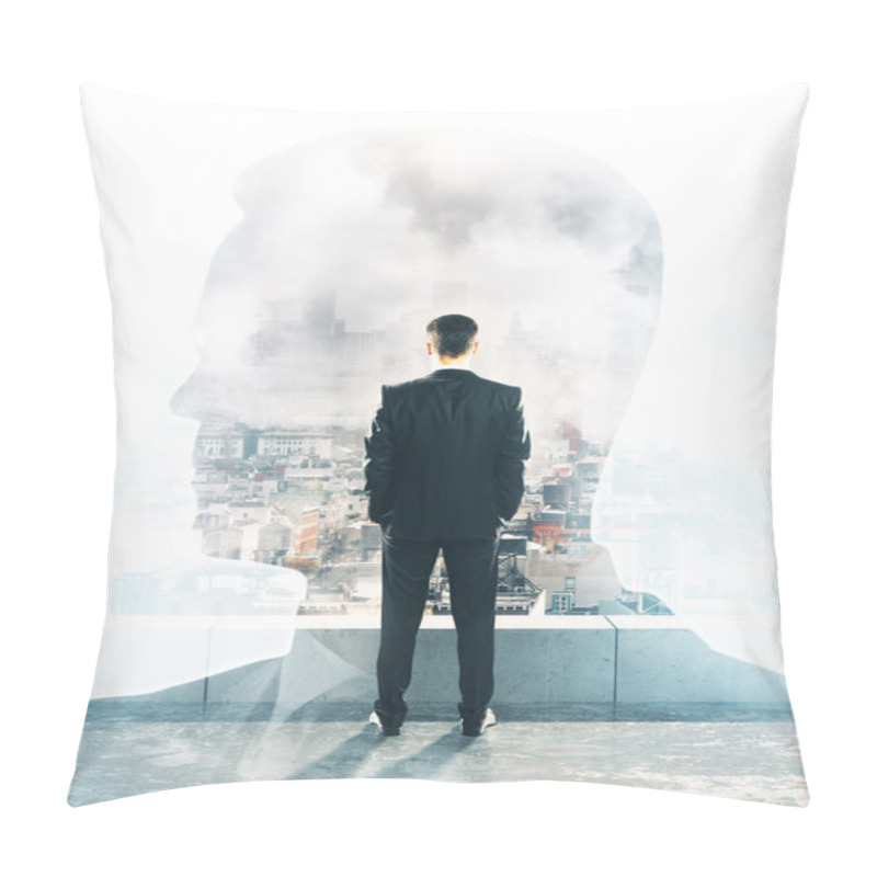 Personality  Thinking Man On Rooftop Pillow Covers