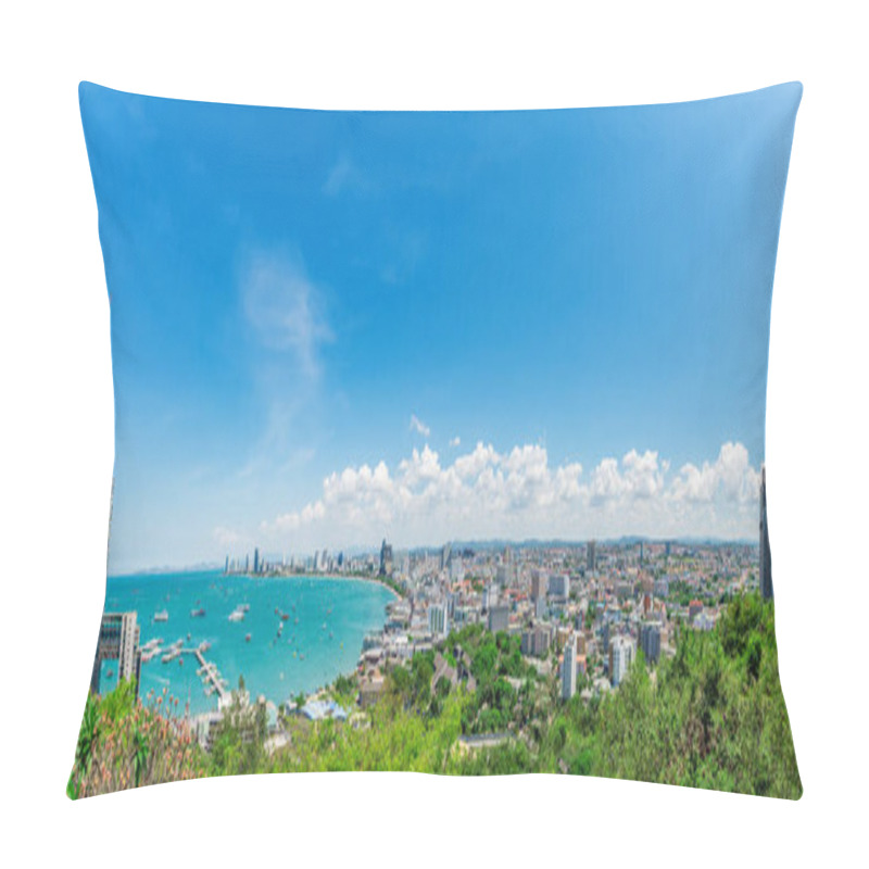 Personality  Panorama View Sea On Mountain Can See City And Building,Pattaya Beach,Thailand Pillow Covers