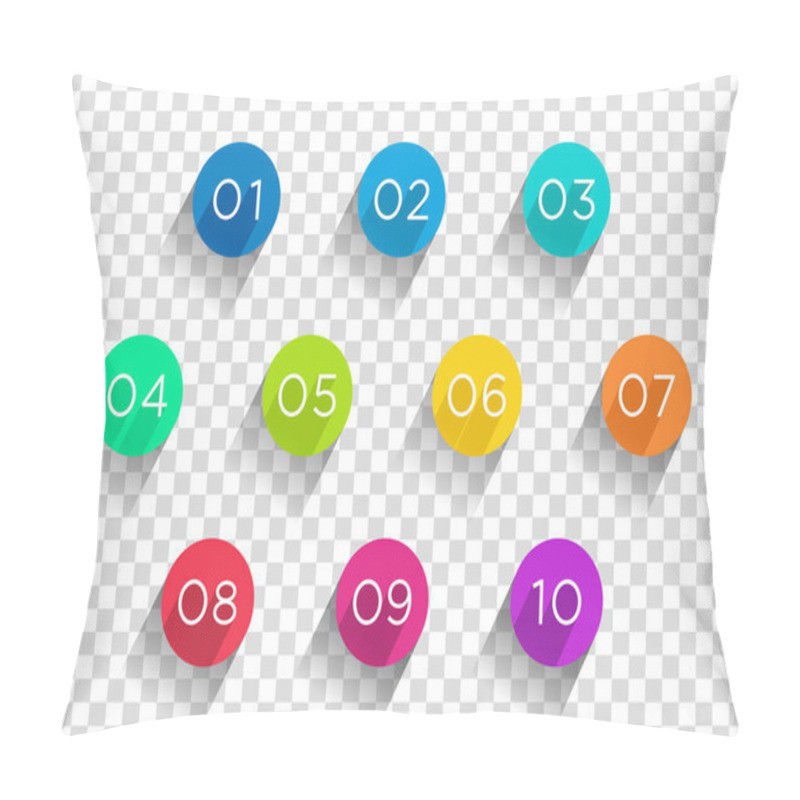 Personality  Number Bullet Points Flat Circles Transparent 1 To 10 Pillow Covers